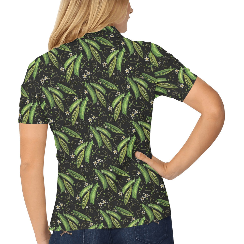 Green Peas Pattern Print Design 02 Women's All Over Print Polo Shirt