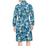 blueberry design pattern Men's Long Sleeve Belted Night Robe