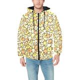 Popcorn Pattern Print Design 03 Men's Padded Hooded Jacket