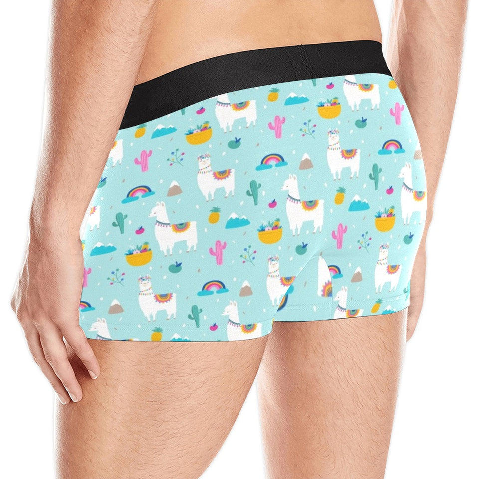Llama alpaca cactus leaves pattern Men's All Over Print Boxer Briefs Men's Underwear