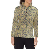 arabic star gold pattern Women's Long Sleeve Polo Shirt