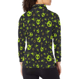 Alien Pattern Print Design 02 Women's Long Sleeve Polo Shirt