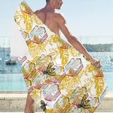 Cool Bee honeycomb leaves pattern Beach Towel