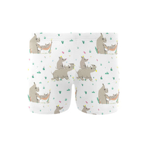 Cute Rhino pattern background Men's Swimming Trunks