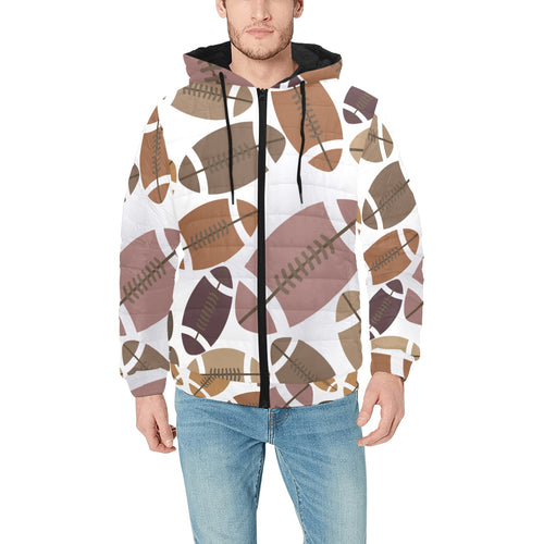 American football ball pattern Men's Padded Hooded Jacket