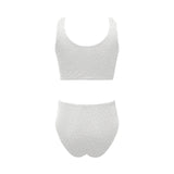 arabic white pattern Chest Bowknot High Waisted Bikini Swimsuit