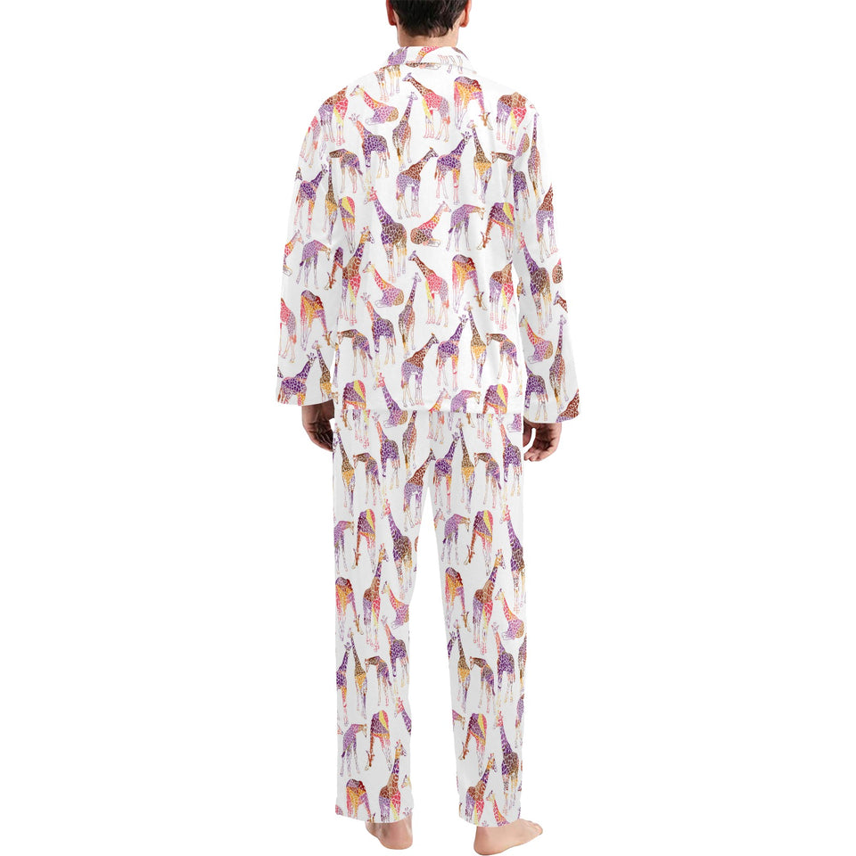 Giraffe Pattern Print Design 02 Men's Long Pajama Set