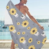 Cute hamster sunflower pattern background Beach Towel