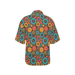 Gear Pattern Print Design 01 Women's All Over Print Hawaiian Shirt