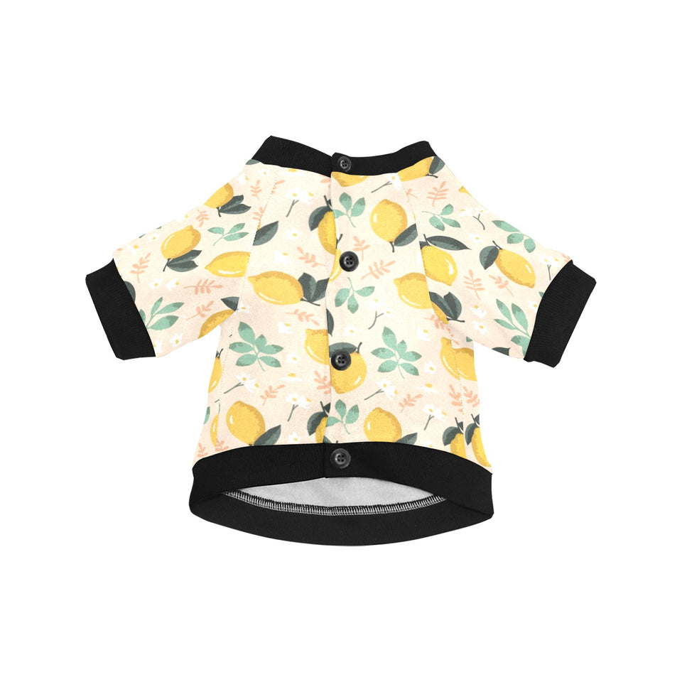 lemon flower leave pattern All Over Print Pet Dog Round Neck Fuzzy Shirt