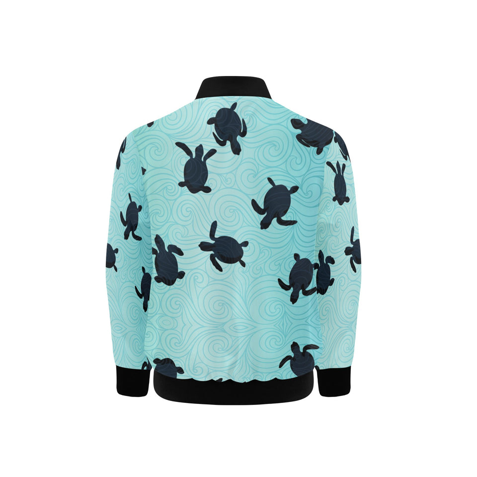 Sea turtle with blue ocean backgroud Kids' Boys' Girls' Bomber Jacket