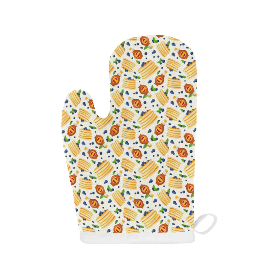 Pancake Pattern Print Design 02 Heat Resistant Oven Mitts