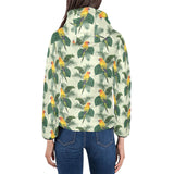 Beautiful parrot palm leaves pattern Women's Padded Hooded Jacket