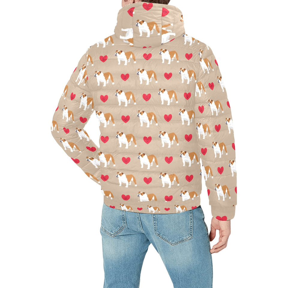 English Bulldog Pattern Print Design 05 Men's Padded Hooded Jacket