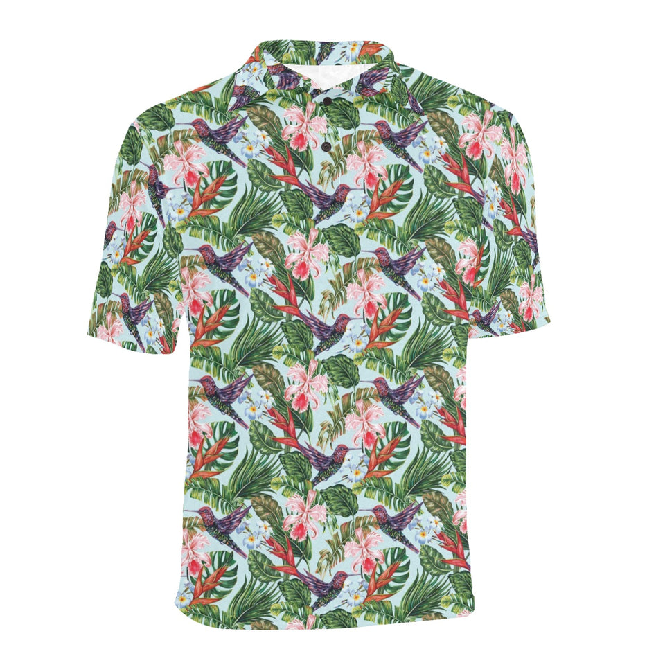Hummingbird Pattern Print Design 05 Men's All Over Print Polo Shirt