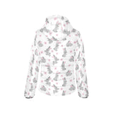 Watercolor cute rabbit pattern Women's Padded Hooded Jacket