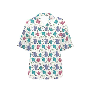 Tea pots Pattern Print Design 05 Women's All Over Print Hawaiian Shirt