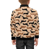 Dachshund floral background Kids' Boys' Girls' Bomber Jacket