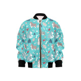 Christmas cute siberian husky puppie pattern Kids' Boys' Girls' Bomber Jacket