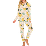lemon flower leave pattern Women's All Over Print Pajama Set