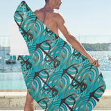 Anchor nautical green background Beach Towel