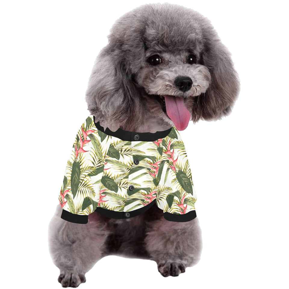 heliconia pattern All Over Print Pet Dog Round Neck Fuzzy Shirt