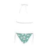 Cute sheep green background Sexy Bikinis Two-Piece Swimsuits