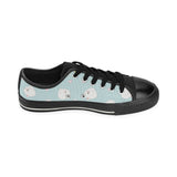 White cute hamsters heart pattern Men's Low Top Canvas Shoes Black