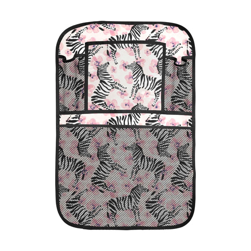 Zebra pink flower background Car Seat Back Organizer