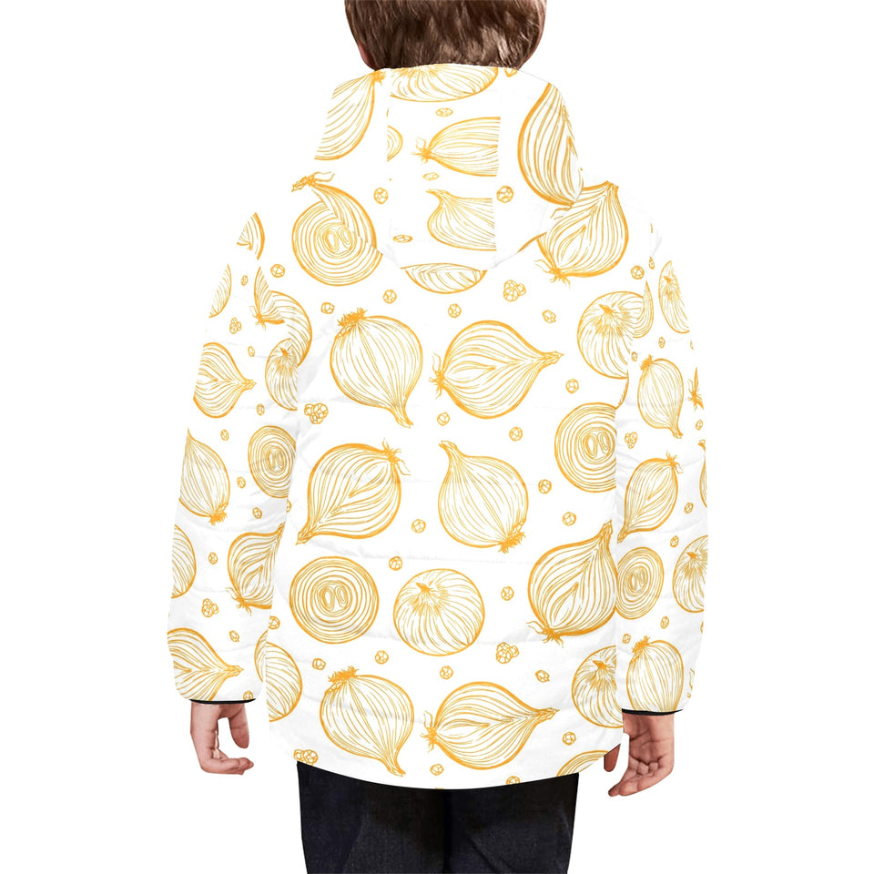 hand drawn onion pattern Kids' Boys' Girls' Padded Hooded Jacket
