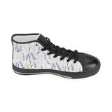 Hand painting Watercolor Lavender Women's High Top Canvas Shoes Black