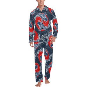 Koi Fish Carp Fishs hand drawn japanese art Men's Long Pajama Set