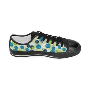 blueberry flower pattern Kids' Boys' Girls' Low Top Canvas Shoes Black