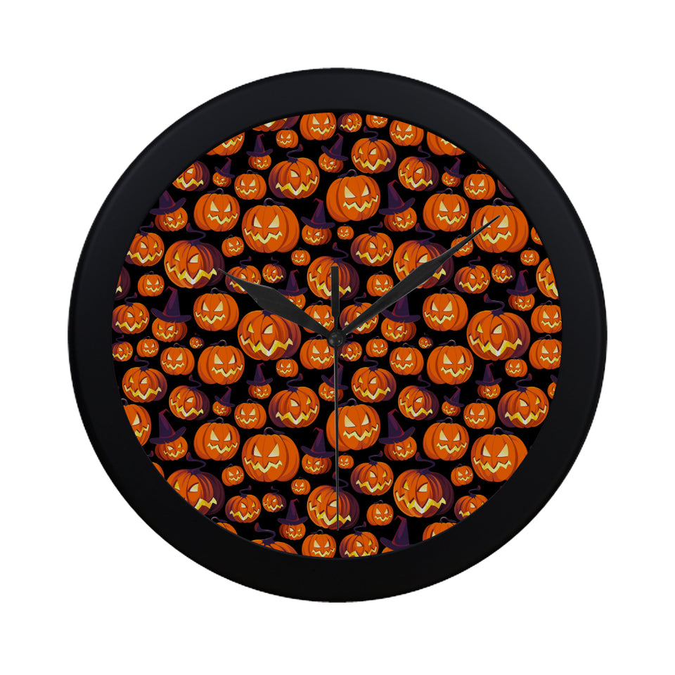 Halloween Pumpkin pattern Elegant Black Wall Clock