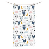 Cute sleeping sheep moon cloud pattern Bath Towel
