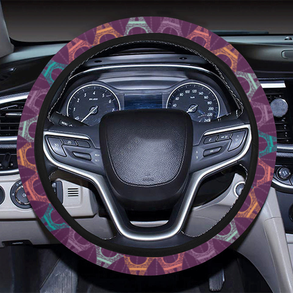 Eiffel Tower Pattern Print Design 05 Car Steering Wheel Cover