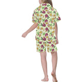 Paassion fruit pattern Kids' Boys' Girls' V-Neck Short Pajama Set