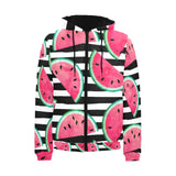 Watercolor paint textured watermelon pieces Men's Padded Hooded Jacket