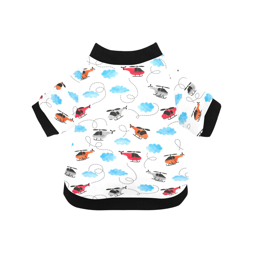 Watercolor helicopter cloud pattern All Over Print Pet Dog Round Neck Fuzzy Shirt