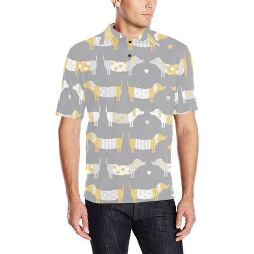 Cute dachshund dog pattern Men's All Over Print Polo Shirt