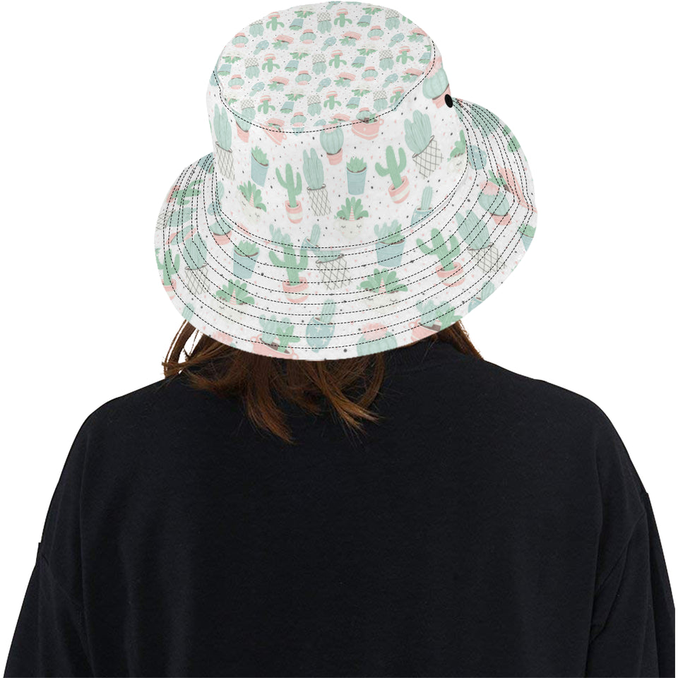 Pastel color cactus pattern Unisex Bucket Hat