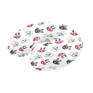 French bulldog cup paw pattern U-Shaped Travel Neck Pillow
