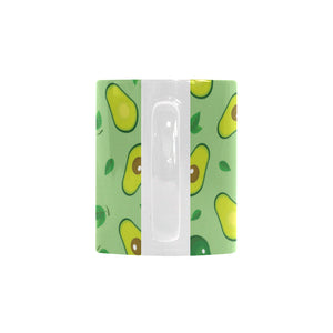 Avocado pattern green background Classical White Mug (Fulfilled In US)