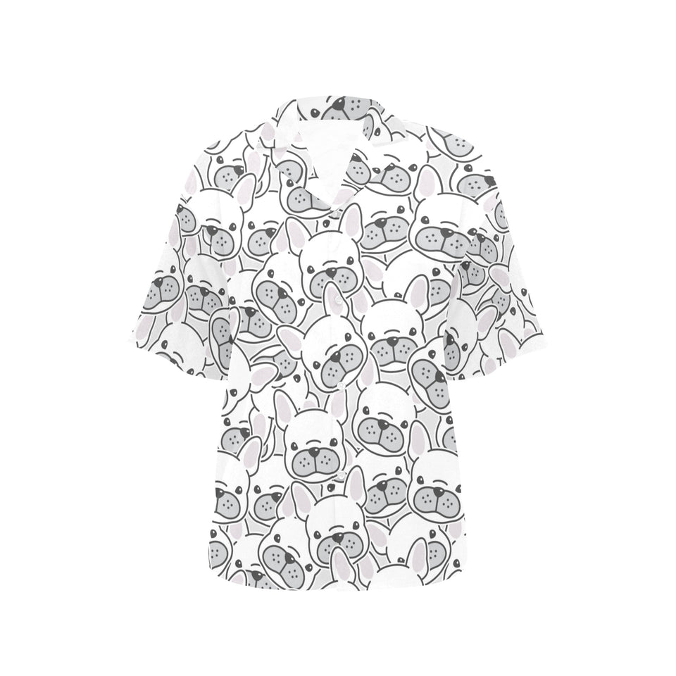 Cute french bulldog head pattern Women's All Over Print Hawaiian Shirt
