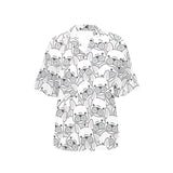 Cute french bulldog head pattern Women's All Over Print Hawaiian Shirt