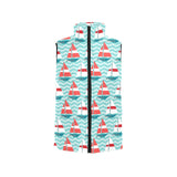 Red White sailboat wave background Women's Padded Vest