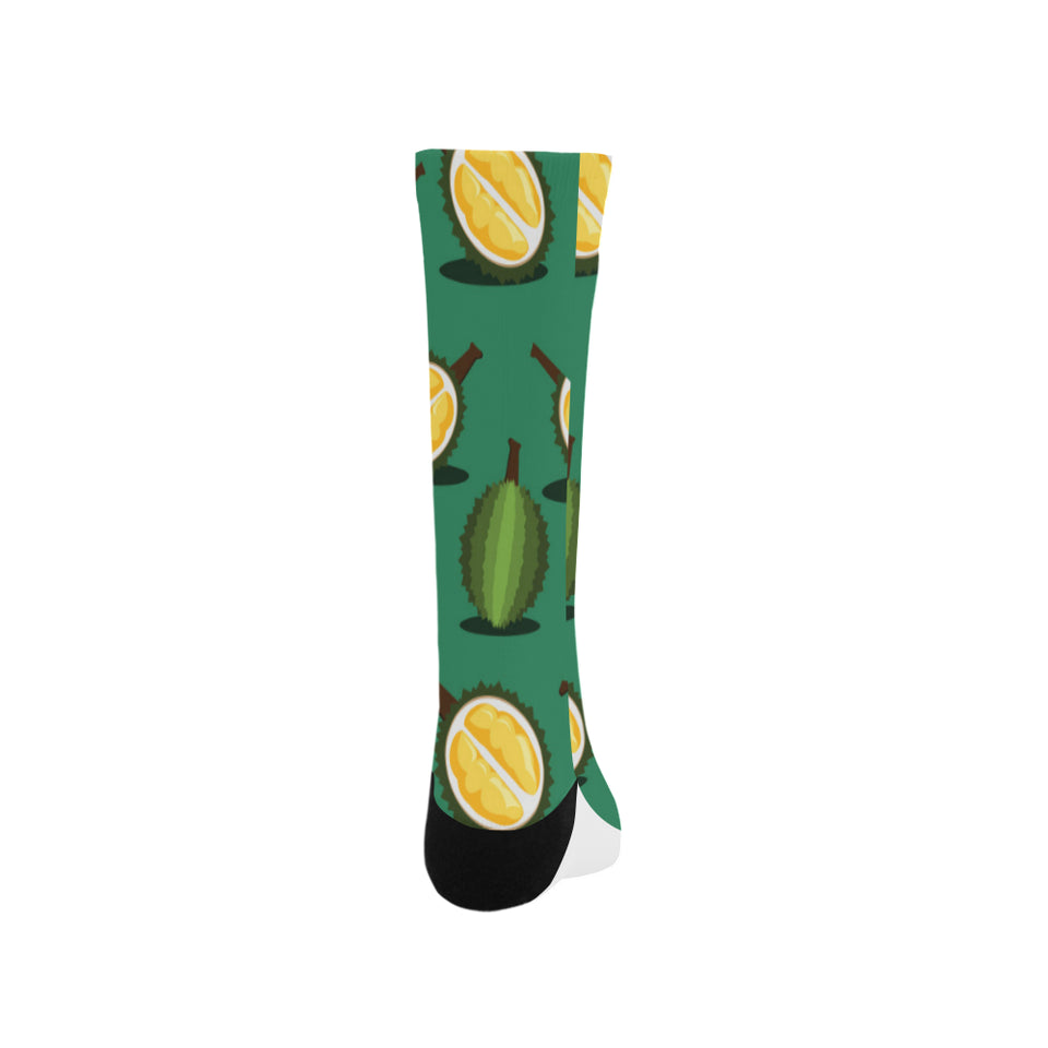 Durian pattern green background Crew Socks