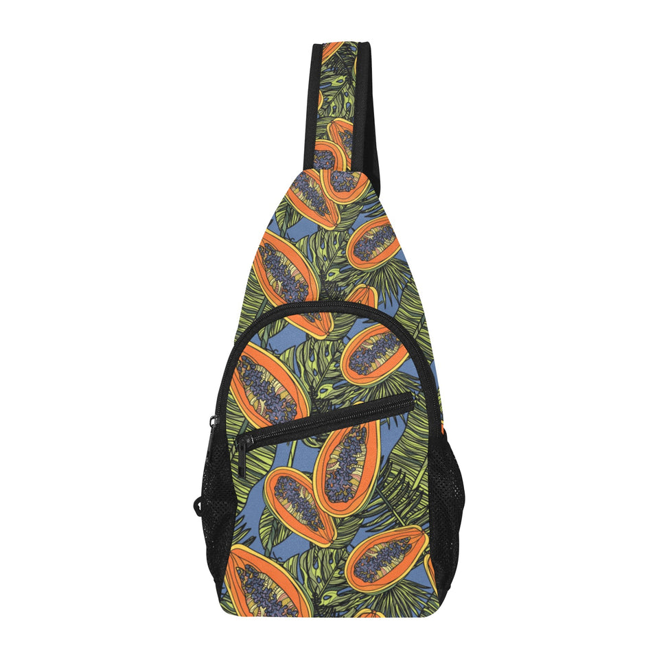 Colorful papaya tropical leaves All Over Print Chest Bag