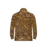 cacao beans tribal polynesian pattern background Men's Long Sleeve Polo Shirt