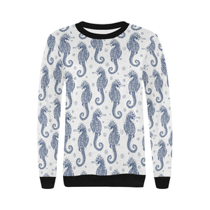 Seahorse pattern background Women's Crew Neck Sweatshirt